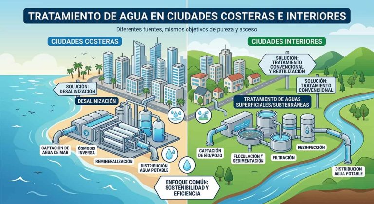 Tratamiento de agua en ciudades costeras e interiores